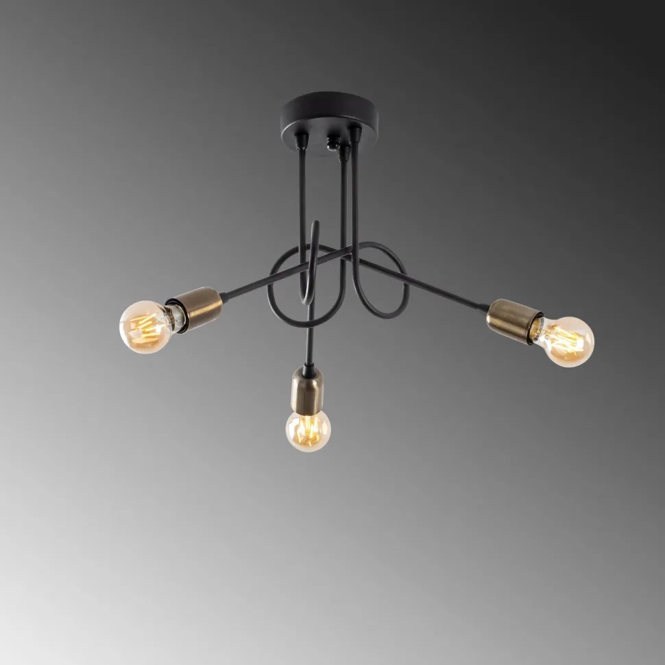 Kattovalaisin Linento Lighting Viraj 3-osainen musta/pronssi