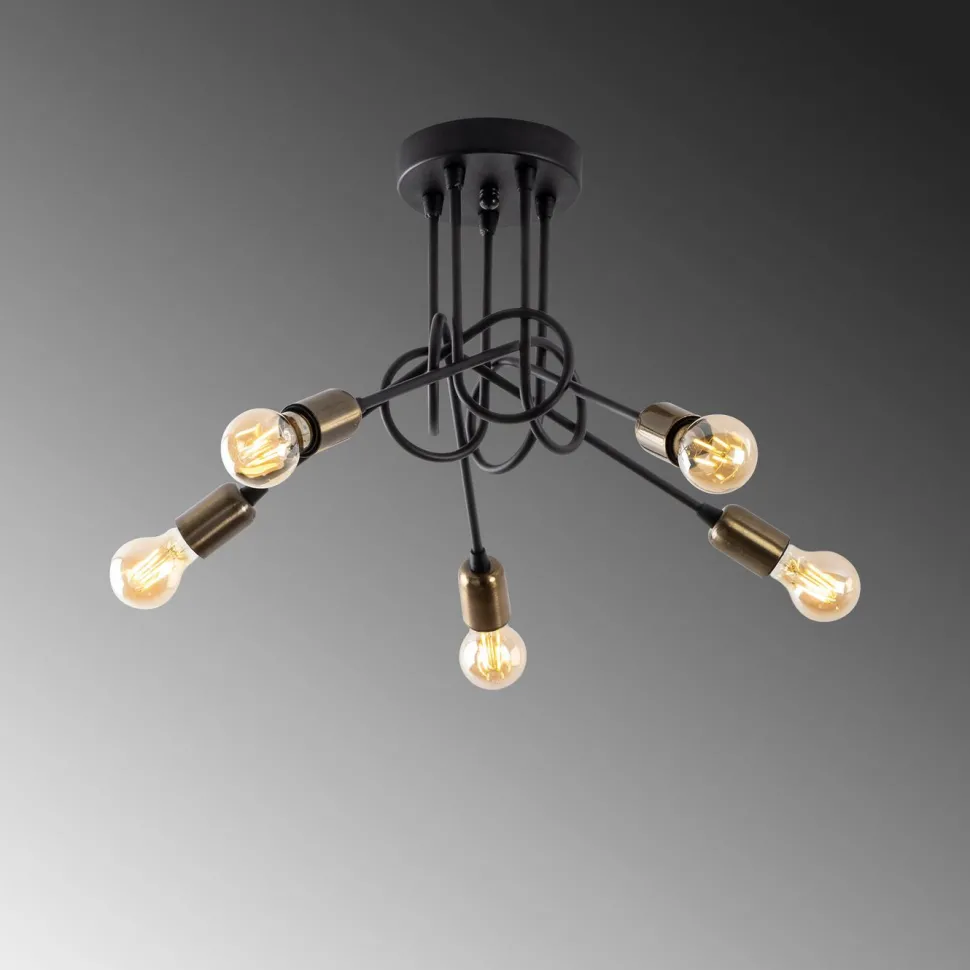 Kattovalaisin Linento Lighting Viraj 5-osainen musta/pronssi