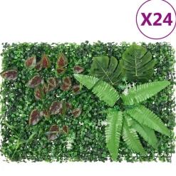 Keinotekoinen kasviaita 24 kpl vihreä 40x60 cm (66649)