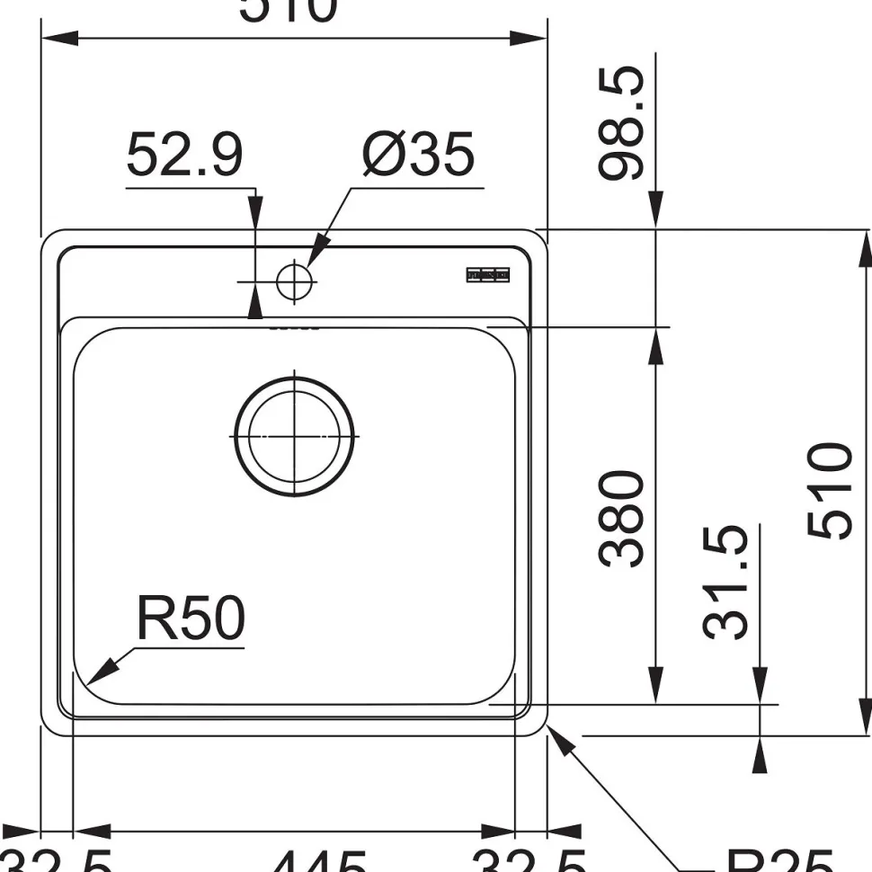 Keittiöallas Frank Bell 610-45TL 510x510 mm rst