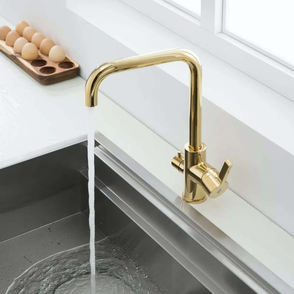 Keittiöhana Bathlife Atlant pesukoneventtiilillä kulta