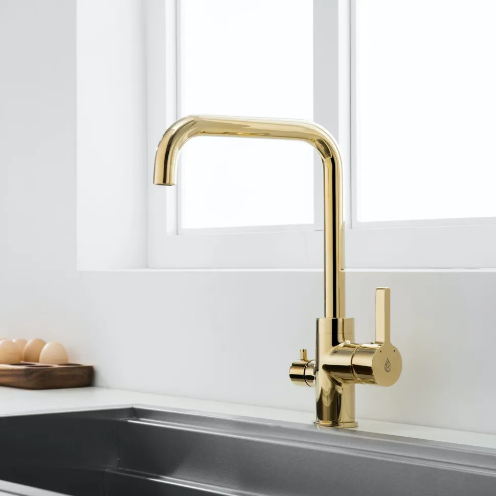 Keittiöhana Bathlife Atlant pesukoneventtiilillä kulta
