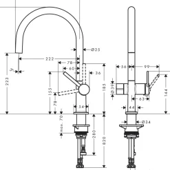 Keittiöhana Hansgrohe Talis M54 220 APK-liitäntä musta