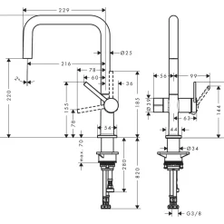 Keittiöhana Hansgrohe Talis M54 U 220 1jet APK-liitäntä
