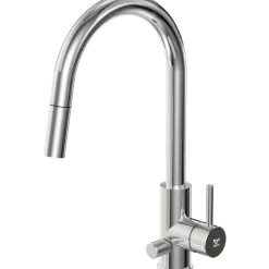 Keittiöhana INOX by Tammiholma Q1, ulosvedettävä juoksuputki ja APK-venttiili, kiiltävä teräs