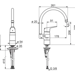 Keittiöhana Oras Vega 1838FG-33 mattamusta