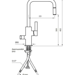 Keittiöhana Tapwell Arman ARM887 APK-liitäntä ulosvedettävä juoksuputki Matte Black