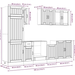 Keittiön kalustesarja 8-osainen Kalmar, eri värejä (43822)
