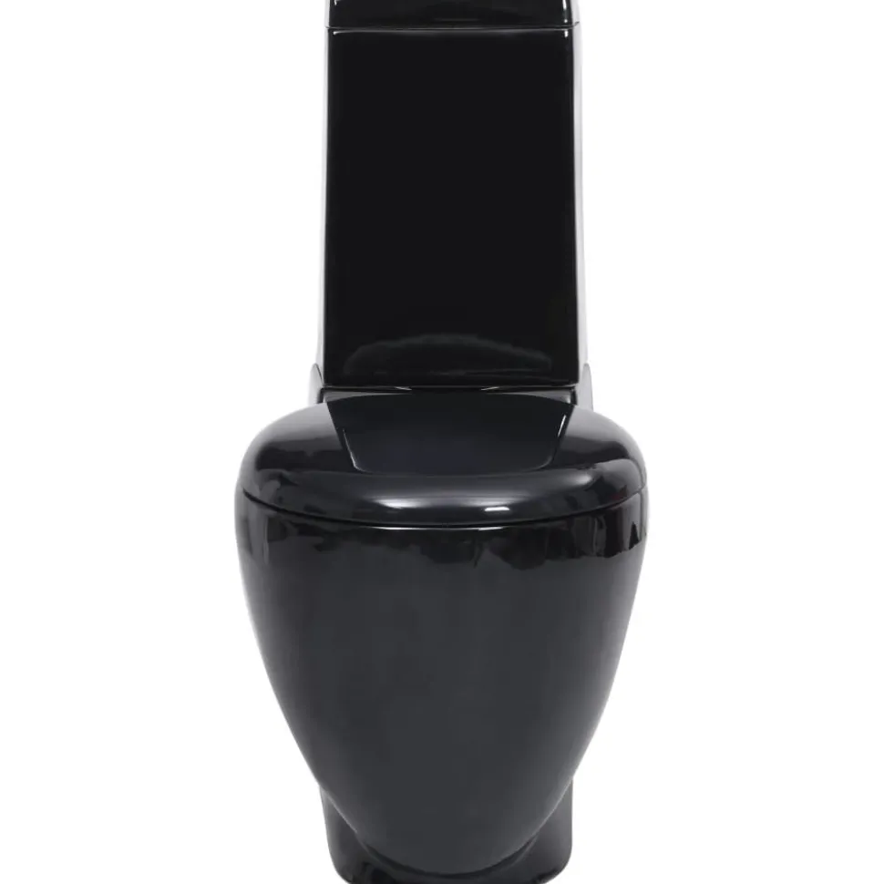 Keraaminen WC-istuin pyöreä alapuolinen veden virtaus musta