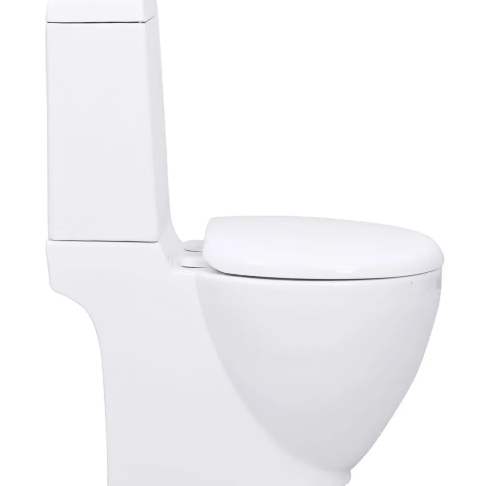 Keraaminen WC-istuin pyöreä veden virtaus takaa valkoinen