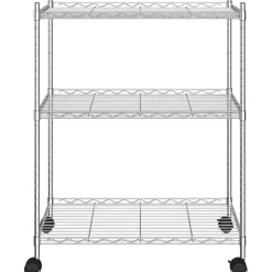 3-kerroksinen varastohylly pyörillä 60x35x81 cm kromi 150 kg