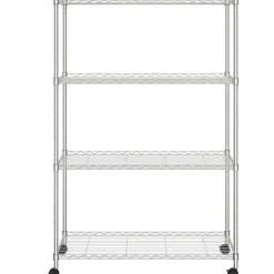 4-kerroksinen varastohylly pyörillä 90x35x142 cm kromi 200 kg