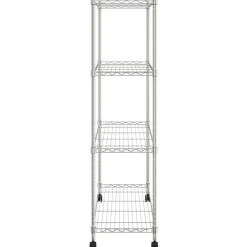 4-kerroksinen varastohylly pyörillä 90x35x142 cm kromi 200 kg