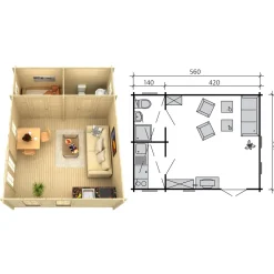Kesämökki Skan Holz Bern 2, 23.5m²