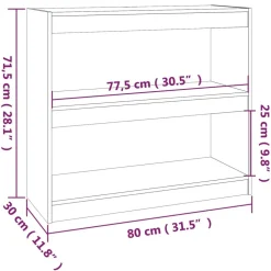 Kirjahylly/tilanjakaja 80x30x71,5-199,5cm, mänty, erikokoja ja värejä