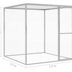 Kissahäkki 1,5x1,5x1,5 m galvanoitu teräs
