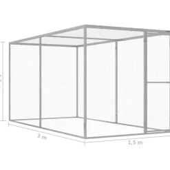 Kissahäkki 3x1,5x1,5 m galvanoitu teräs