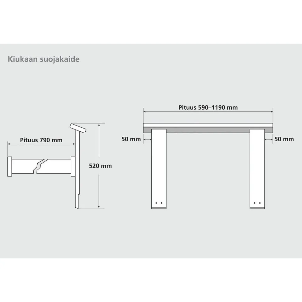 Kiuassuojakaide Hermanni, 690mm, puuvalmis, eri vaihtoehtoja