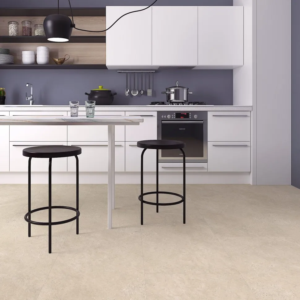 Kivikomposiittivinyylilaatta DomusFlooring Lyylikin luoto, integroitu askeläänieriste