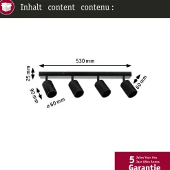 Kohdevalaisin Paulmann Lirena 4-osainen GU10 max. 4x10W metalli, mattamusta