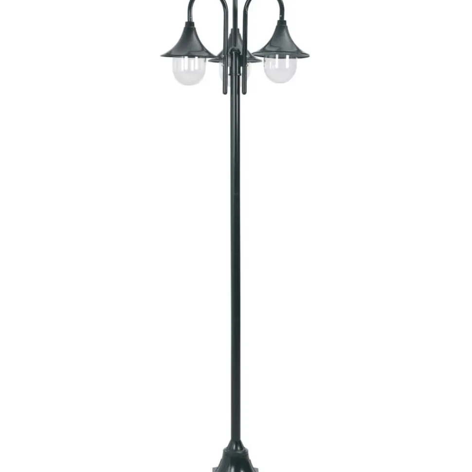 Kolmelyhtyinen pylväsvalaisin puutarhaan e27 220 cm vihreä