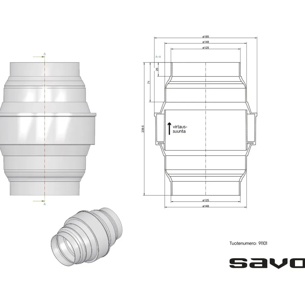 Kondenssiveden kerääjä Savo Ø125/150mm
