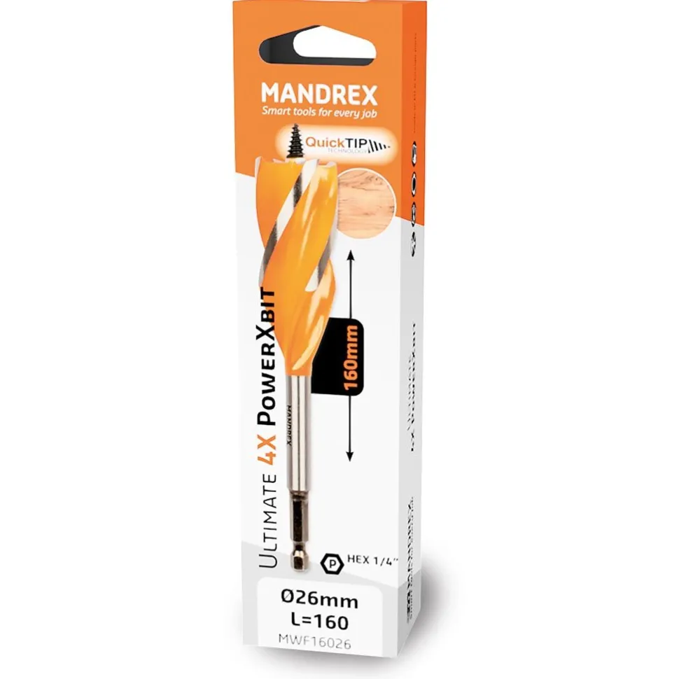 Konepuuporanterä Mandrex PowerXbit 1/4" eri kokoja