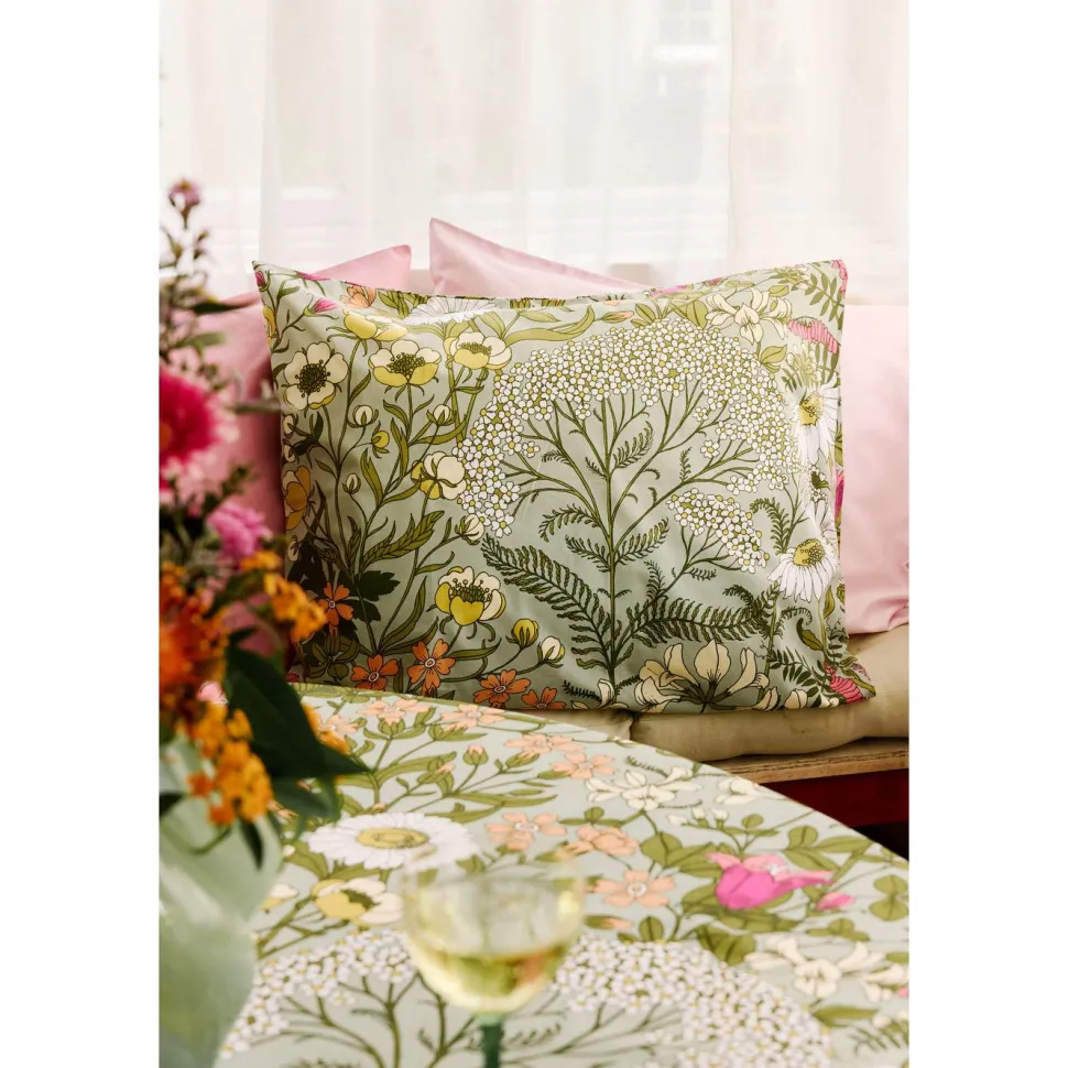 Koristetyynynpäällinen Vallila Ahomaa, 43x43cm, vihreä/pinkki