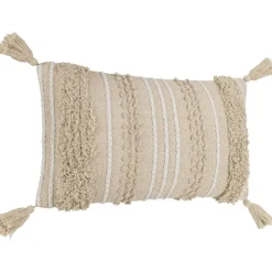 Koristetyyny tupsuilla Eglo Living Chevery, 60x35cm, kerma/beige