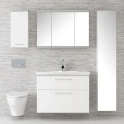Korkea kaappi Ido Glow 330x1750x360mm vetimellä valkoinen