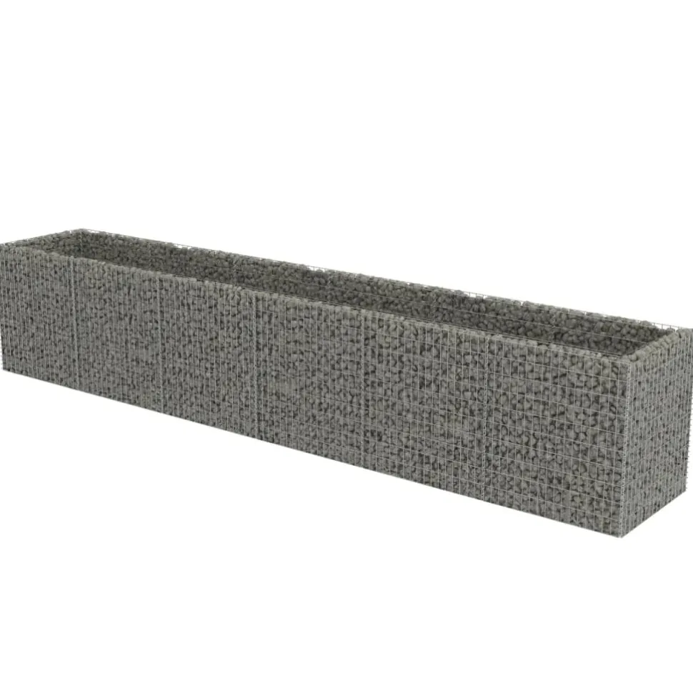 Korotettu kivikori/kukkalaatikko 3, galvanoitu teräs, eri kokoja