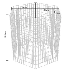 Korotettu kuusikulmainen gabion-/kivikorikehys 1, eri kokoja