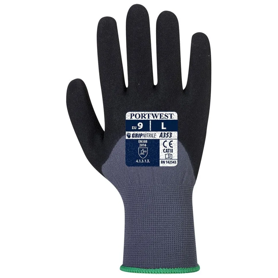 Käsineet Portwest A353 DermiFlex Ultra Plus 12 paria/pkt harmaa/musta
