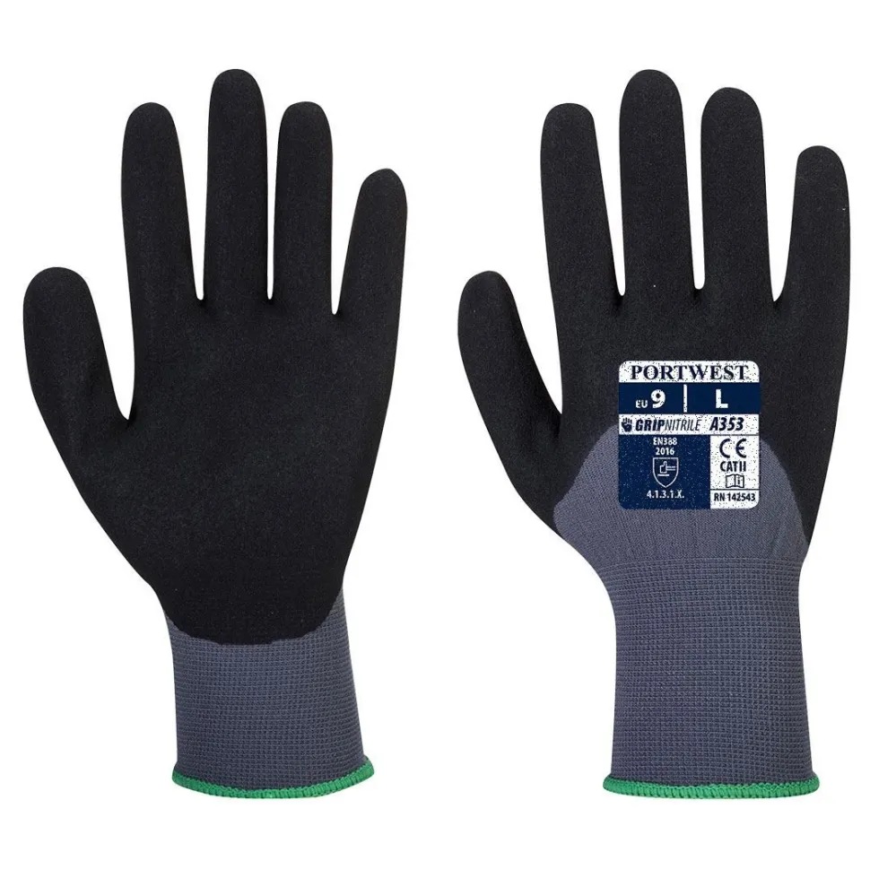 Käsineet Portwest A353 DermiFlex Ultra Plus 12 paria/pkt harmaa/musta