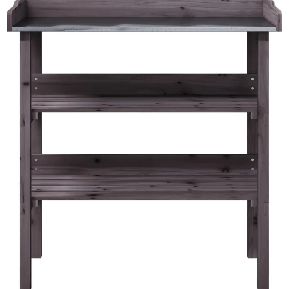 Kukkapöytä hyllyillä harmaa 78x38x82,5 cm, kuusi