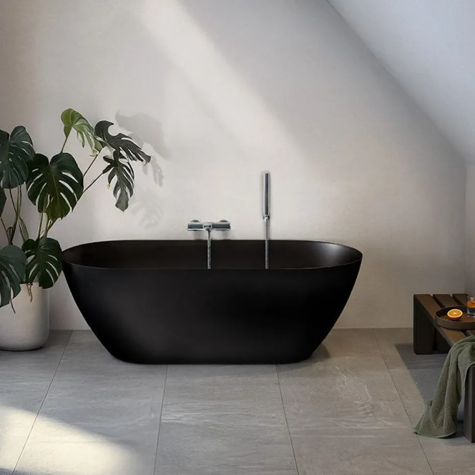 Kylpyamme Bathlife Stillsam, 1600 mm, musta