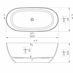 Kylpyamme Bathlife Vila 1600x740 mm valkoinen