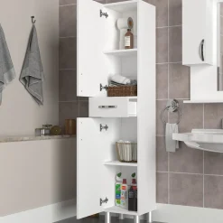 Kylpyhuoneen kaappi Linento Furniture Selin, 35x179cm, valkoinen