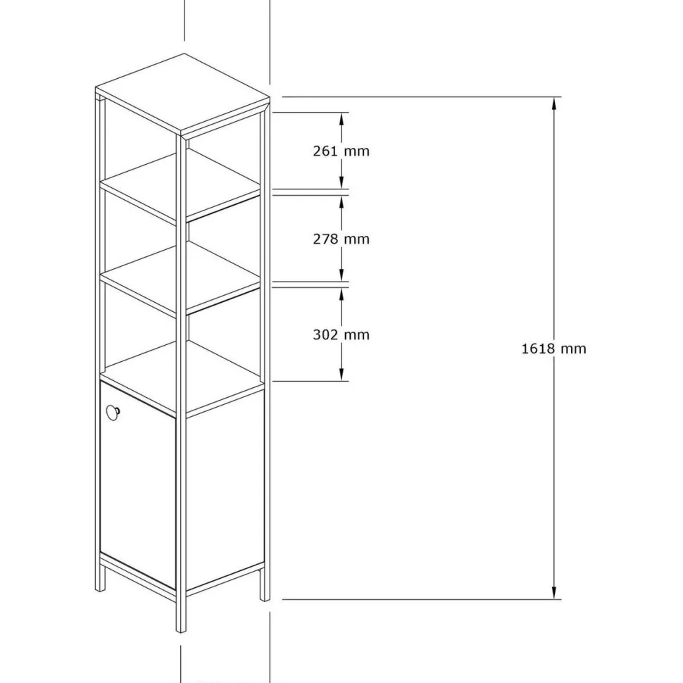 Kylpyhuoneen korkea kaappi Linento Furniture Derin, korkeus 161.8cm, ruskea