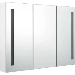 Kylpyhuoneen LED-peilikaappi, 89x14x62cm, kiiltävä valkoinen