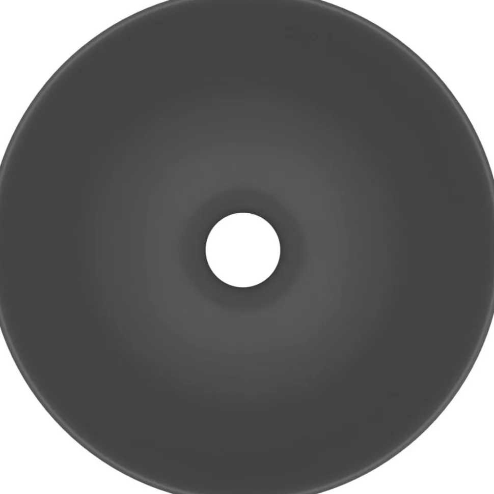 Kylpyhuoneen pesuallas keraaminen tummanharmaa pyöreä