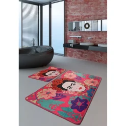 Kylpyhuonemattosetti Linento Frida, 2kpl, pinkki