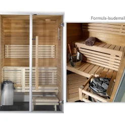 Kylpyhuonesauna Harvia Sirius Formula 1400x1240mm eri materiaaleja