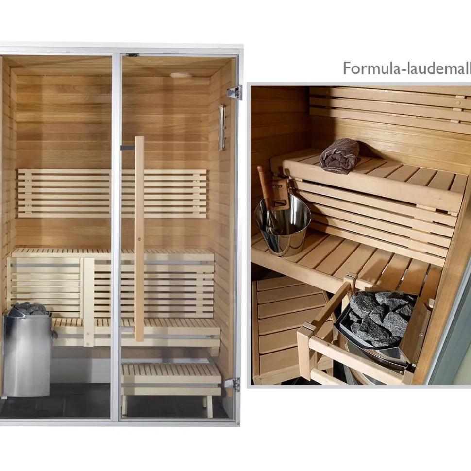 Kylpyhuonesauna Harvia Sirius Formula 1400x1240mm eri materiaaleja