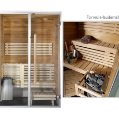 Kylpyhuonesauna Harvia Sirius Formula 1400x1240mm eri materiaaleja lämpökäsitelty panelointi