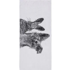 Kylpypyyhe Finlayson Pupu ja Kettu, 70x150cm, luomupuuvilla, musta/valkoinen