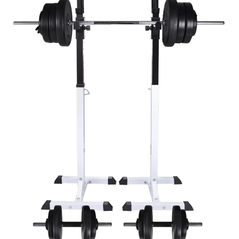Kyykkyteline levytanko- ja käsipainosarjalla, 60.5kg