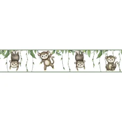 Lastenhuoneen boordi Kids Walls 45854, vinyylipinta, 0.18x5m, viidakko, apina, ruskea