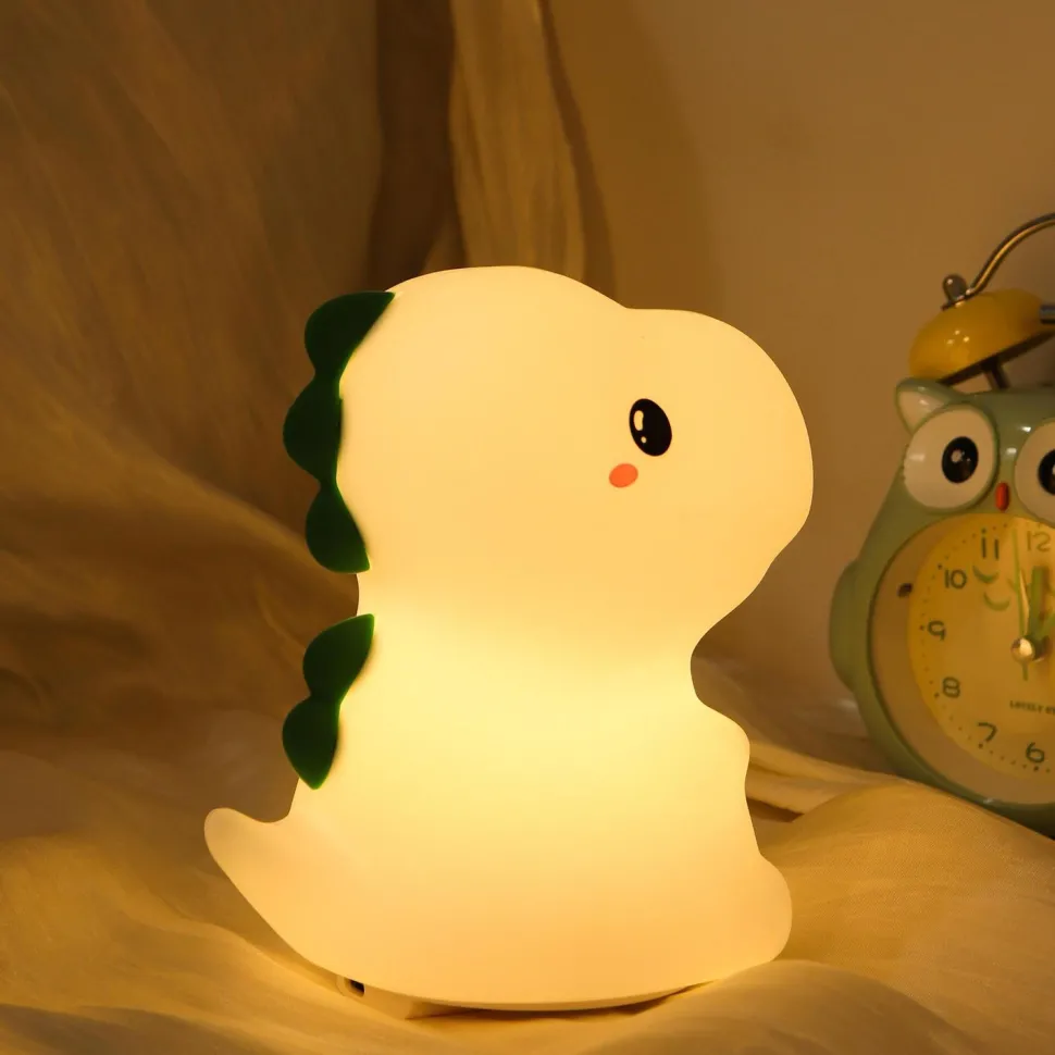 Lasten pöytävalaisin FocusLight Dino RGB ladattava valkoinen