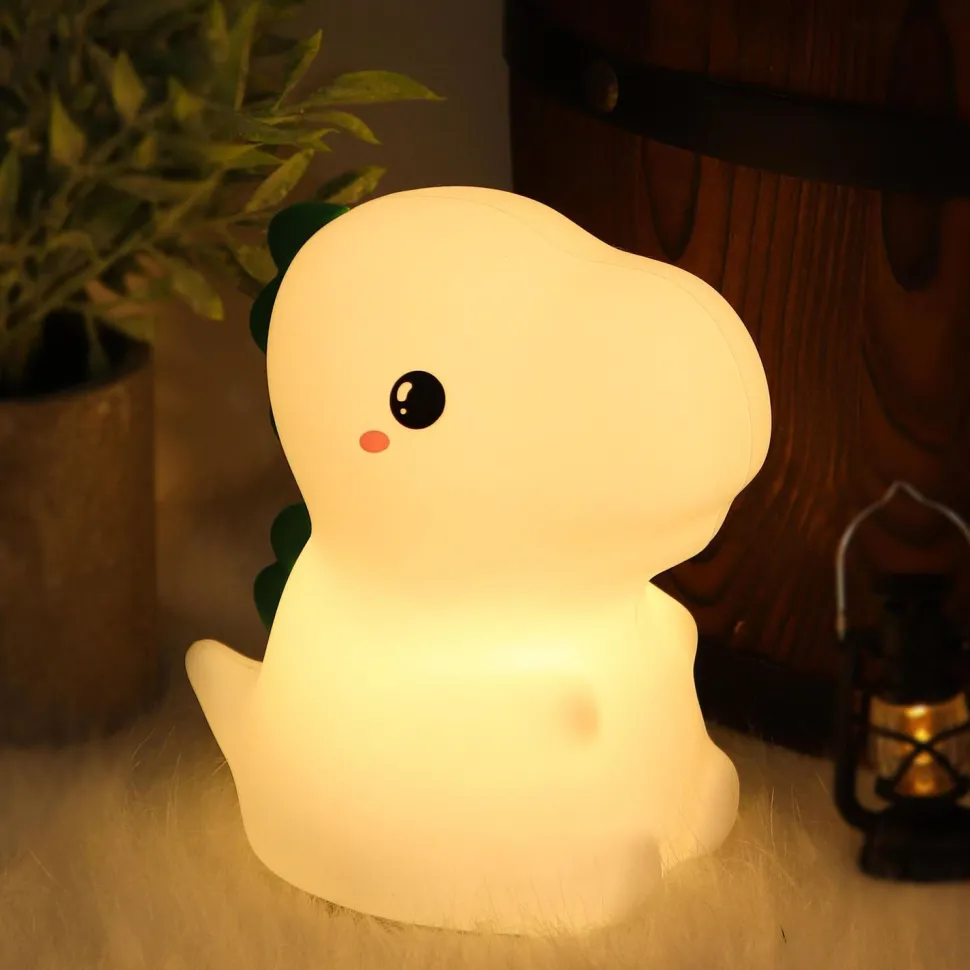 Lasten pöytävalaisin FocusLight Dino RGB ladattava valkoinen